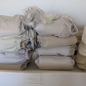 8 White Cloth Diapers (BumGenius, Alva)